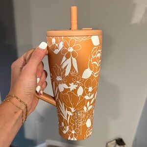 Limited Edition Floral Orange Tumbler with Straw